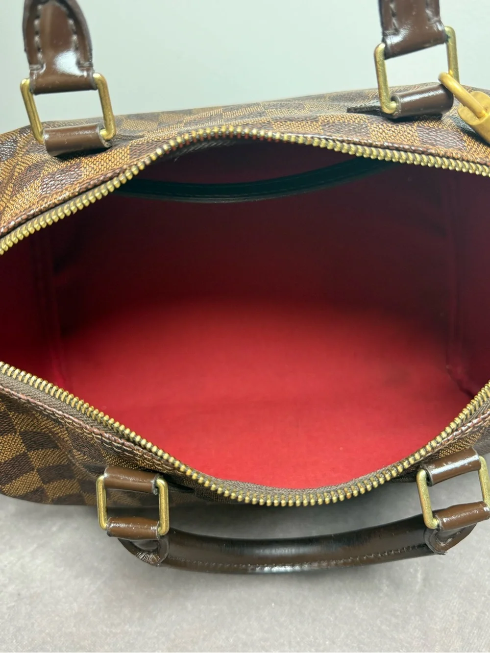 Louis Vuitton brown Damier Ebene Speedy 30 classic city handbag with lock n key